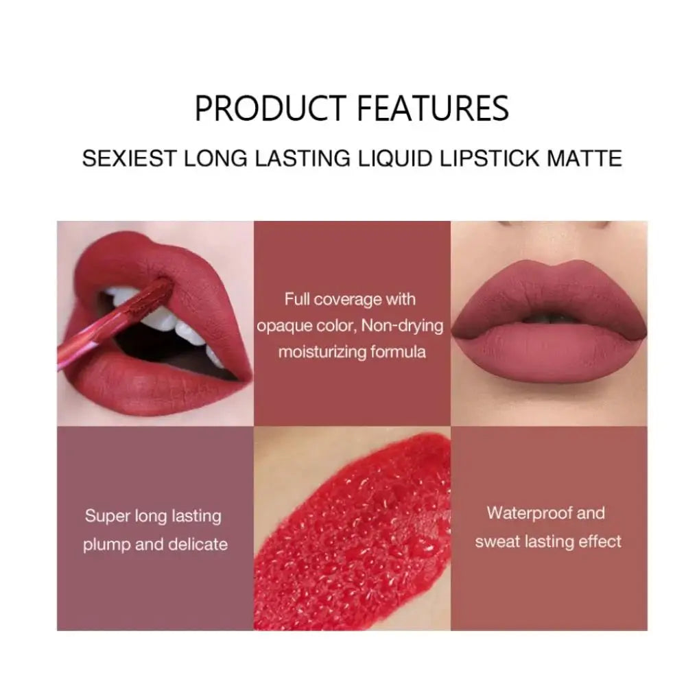 Handaiyan 12 Colors Matte Velvet Liquid Lipstick – Waterproof Liquid Lipstick PRIMED