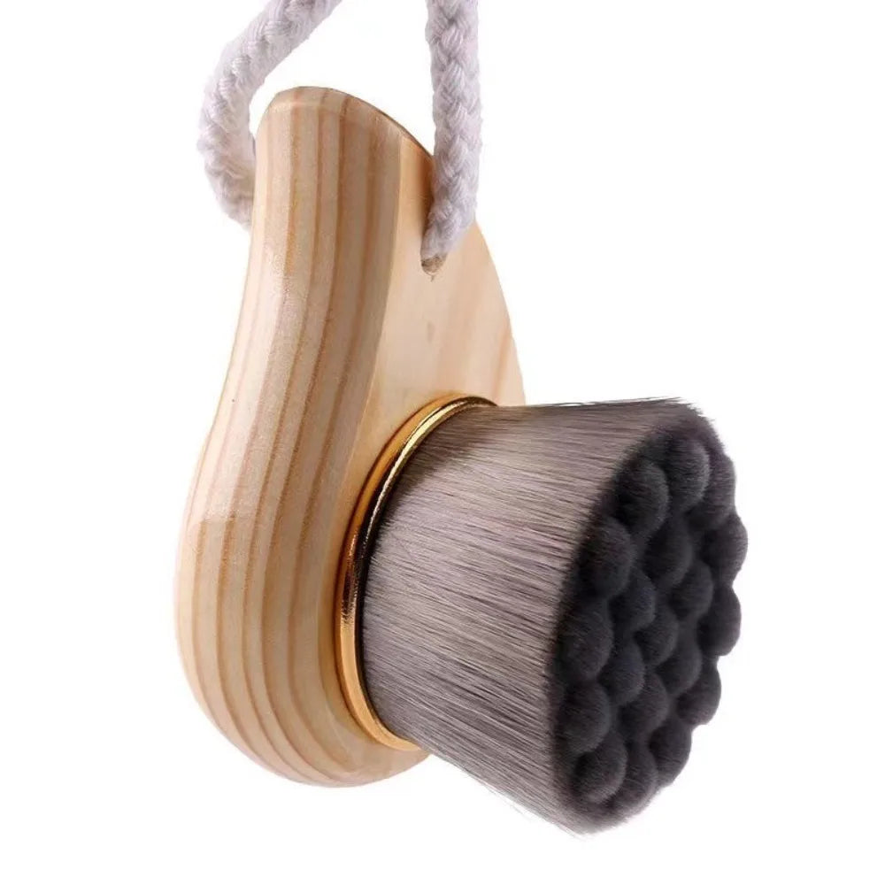 Soft Bristle Facial Cleansing Brush | Curved Wood Handle