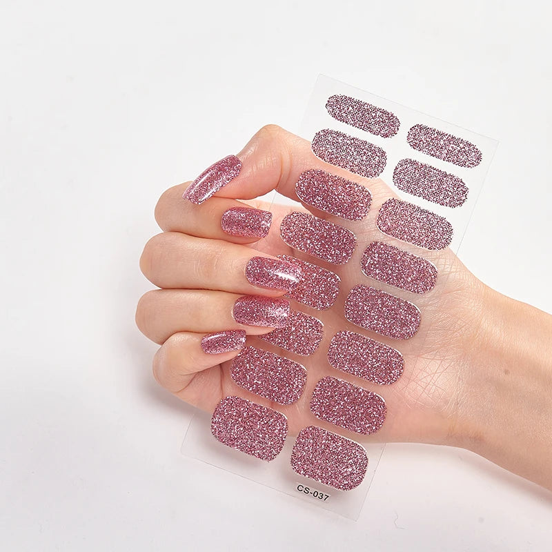 Semi-Cured Gel Nail Wraps Full Cover Stickers – 16pc Set