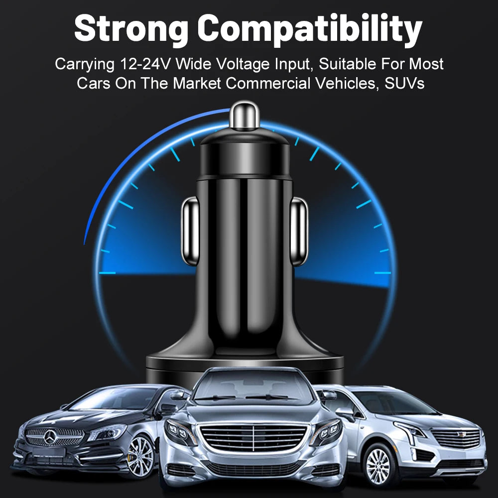 6-in-1 120W Car Charger PD QC3.0 USB-C Fast Charge Adapter Car Charger Adapter PRIMED