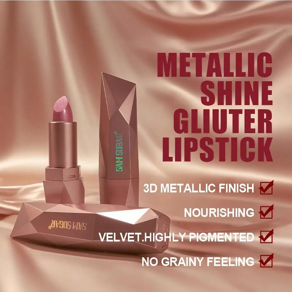 SAM SUGAR Diamond Glitter Lipstick | Metallic Waterproof Shine