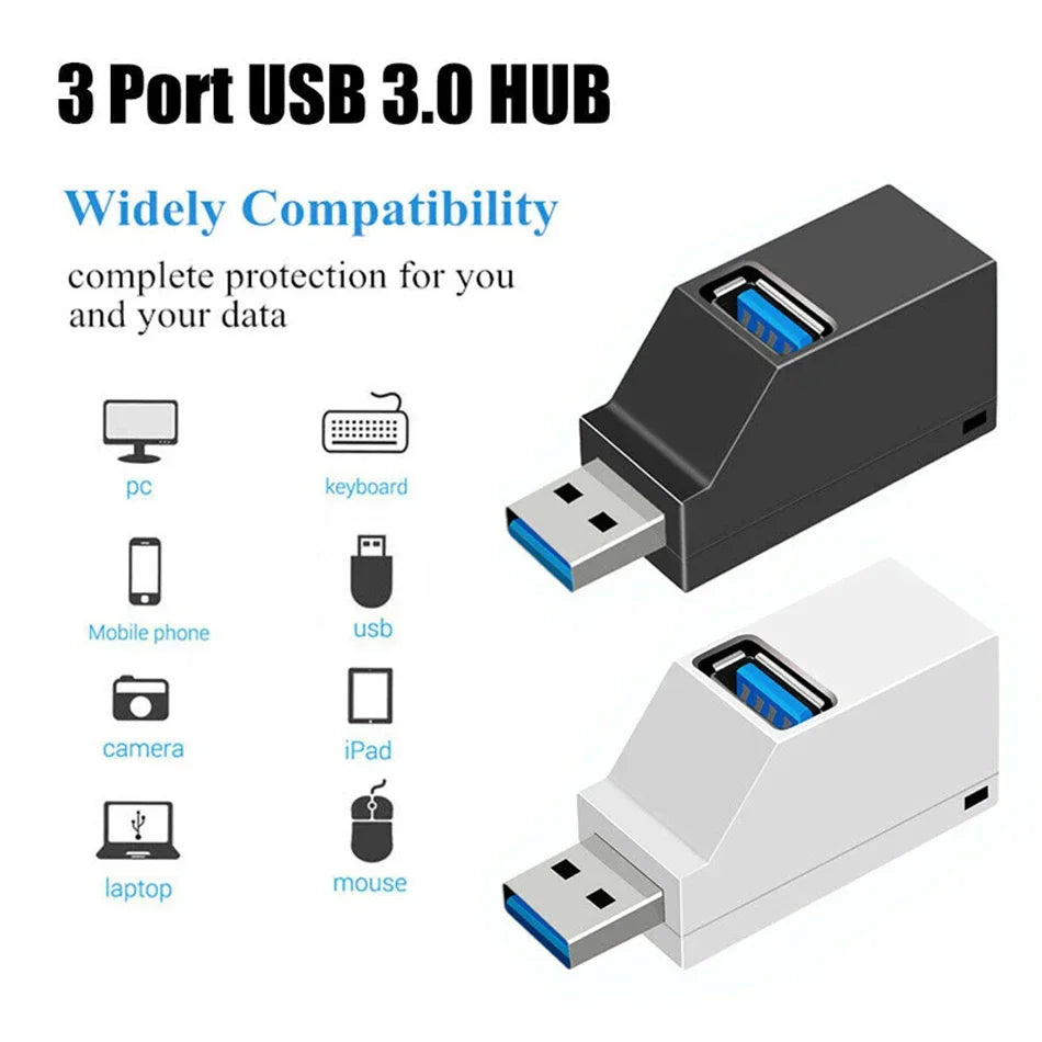 3-Port USB 2.0/3.0 Hub Splitter Adapter for PC & Laptop USB Hub Adapter PRIMED