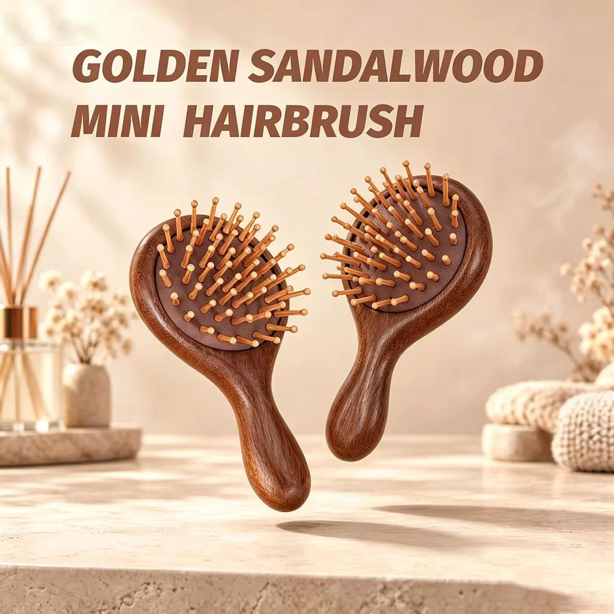 Wood Mini Air Cushion Hairbrush – Detangling & Scalp Massage