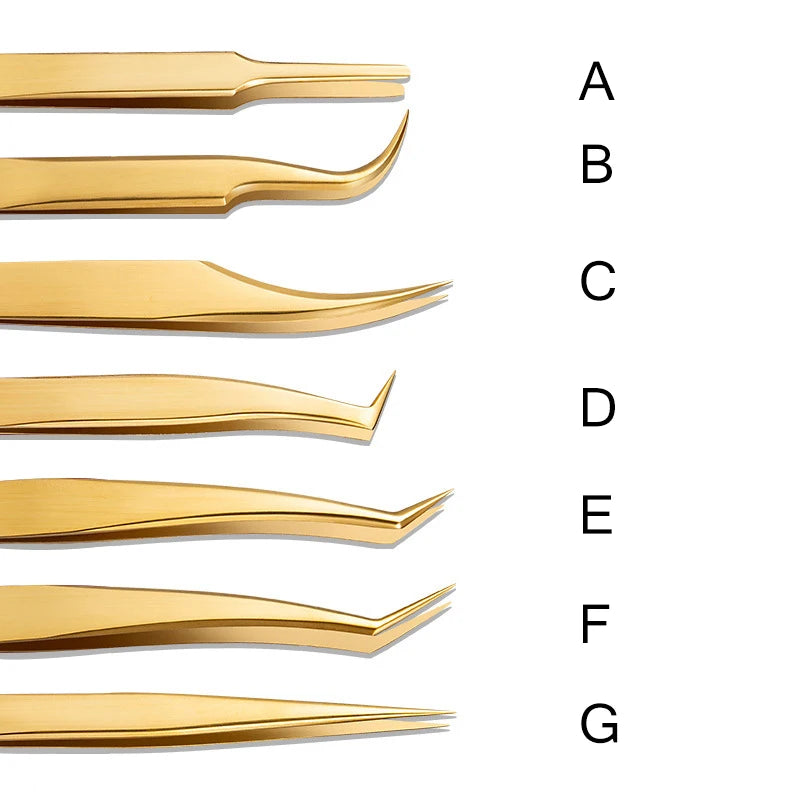 Professional Gold Eyelash Extension Tweezers | Stainless Steel Eyelash Extension Tweezers PRIMED