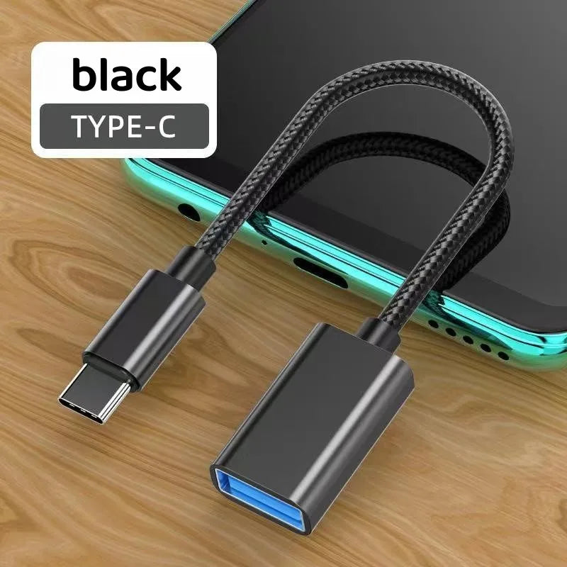 USB-C to USB OTG Adapter Cable | Type-C Male to USB-A Female USB OTG Adapter PRIMED Black