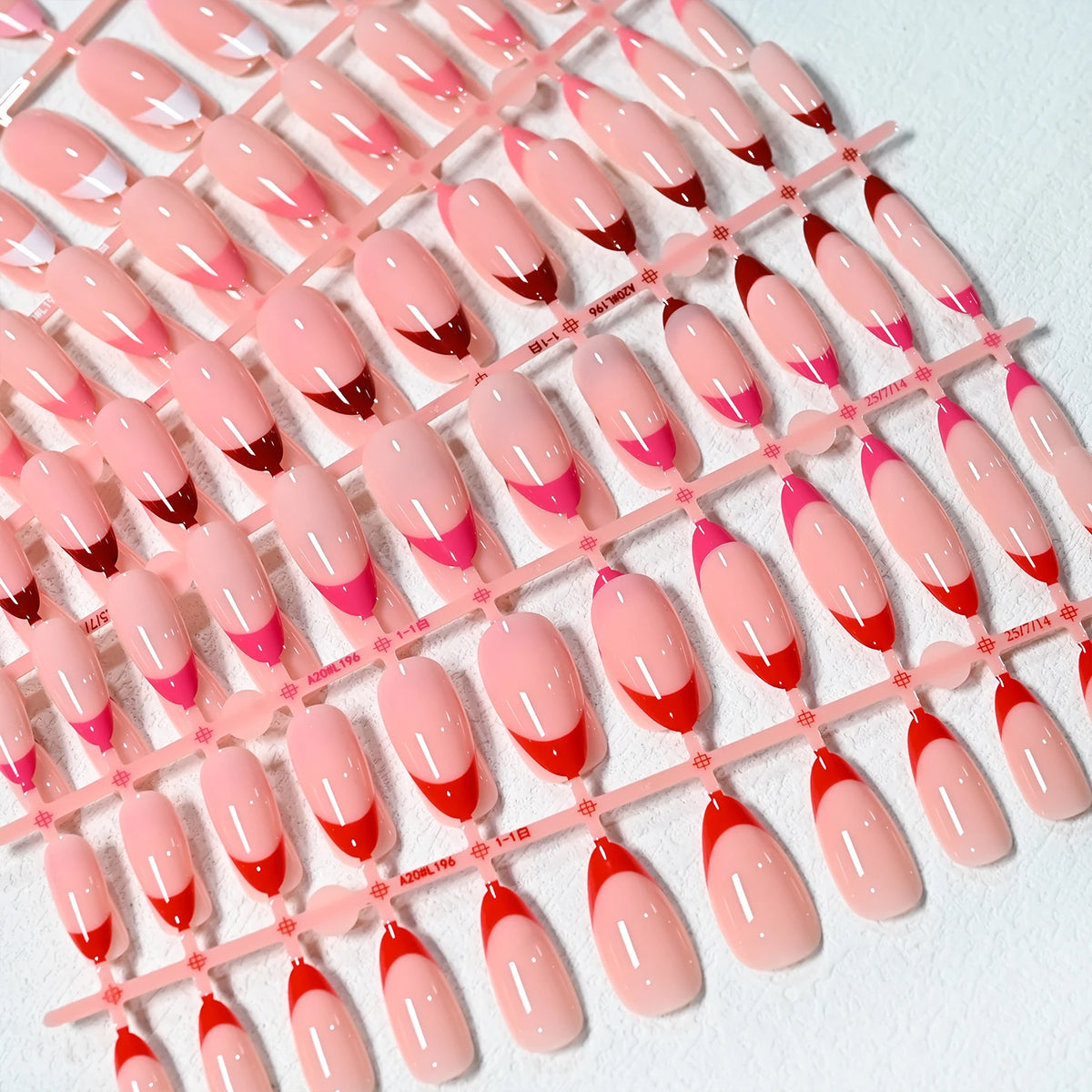 144Pcs French Press On Nails Almond Gradient Nude Pink Tips
