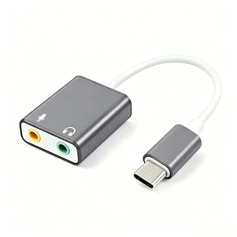 USB-C to 3.5mm External Sound Card Adapter for Laptop & Mac