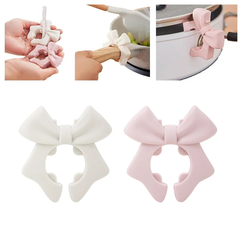 Silicone Bow Spoon Rest & Pot Clip – Utensil Holder Silicone Spoon Rest PRIMED