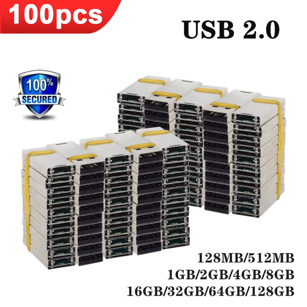 Wholesale USB 2.0 Flash Drives 50/100 Pack 128MB–64GB Bulk USB Flash Drive PRIMED 1GB 100pcs