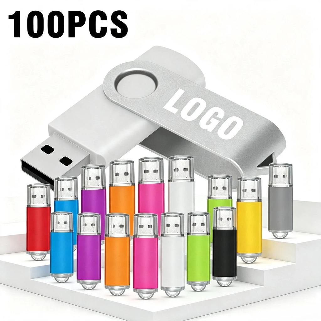 100 Pack Custom Logo USB Flash Drives 512MB–64GB Bulk USB Flash Drive PRIMED
