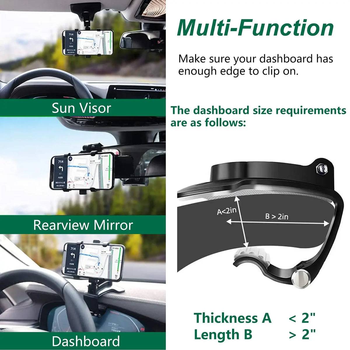 Universal 360° Car Phone Holder Dashboard Clip Mount Car Phone Mount PRIMED