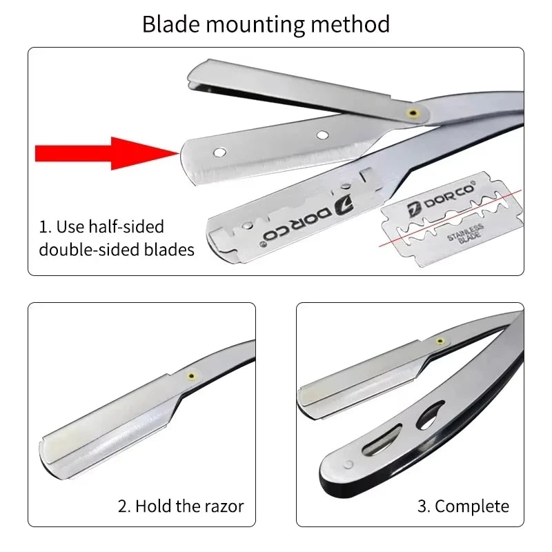 Men's Folding Shavette Razor – Replaceable Blades Barber Tool