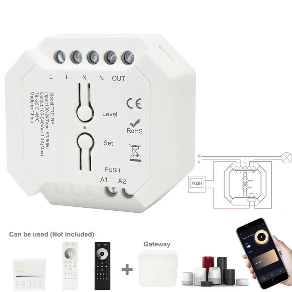 Wireless AC Triac Dimmer Switch 110–220V | Push & Remote