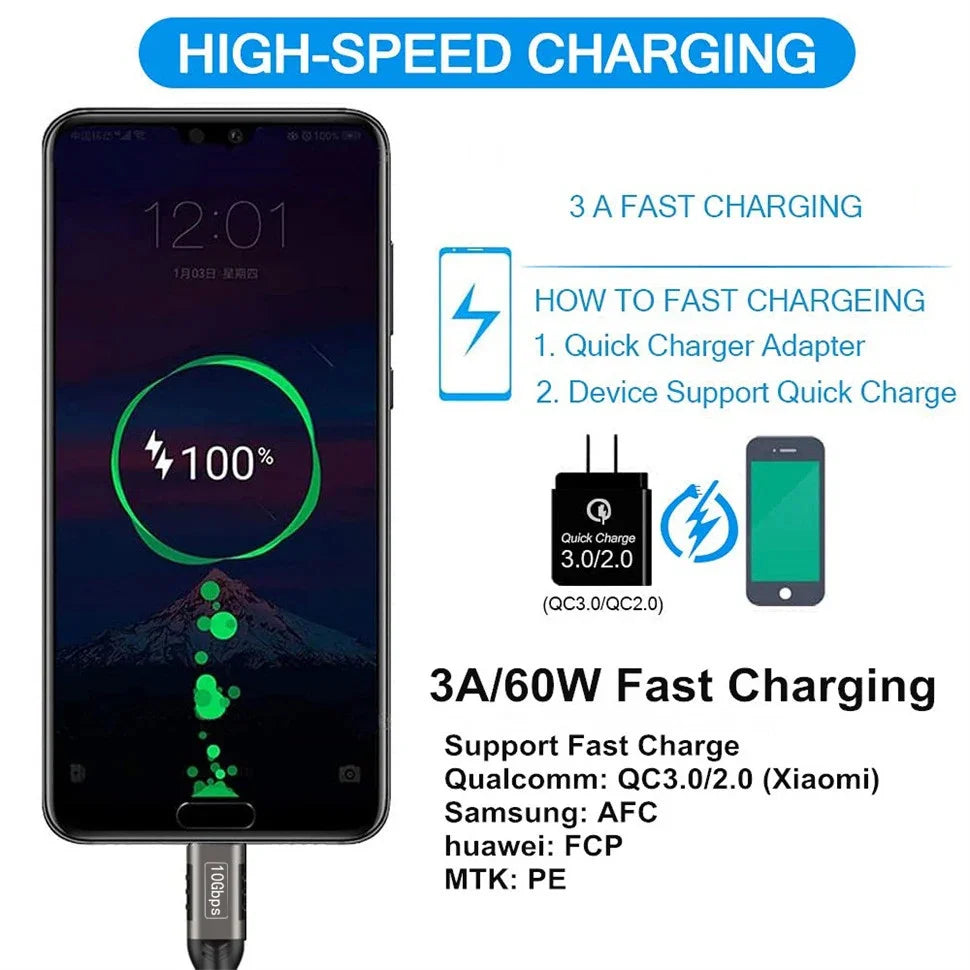 Hannord USB-A to USB-C 3.2 Gen2 Cable – 10Gbps 60W Fast Charge USB-C Data Cable PRIMED