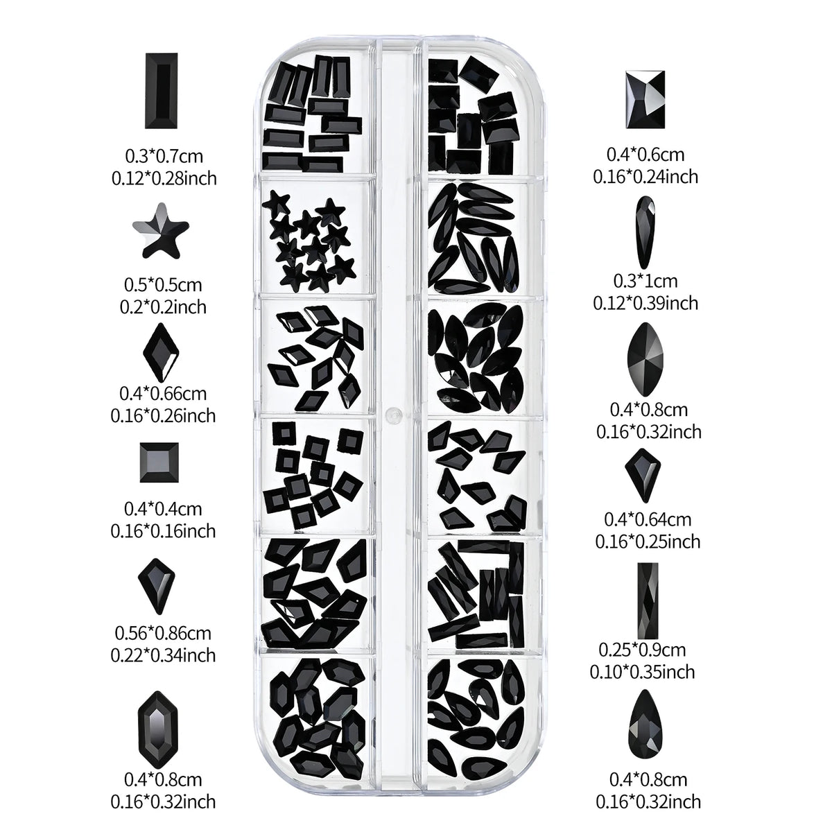 3D Nail Art Rhinestones – 2-Box Gem Shapes DIY Zircon Set Nail Art Rhinestones PRIMED