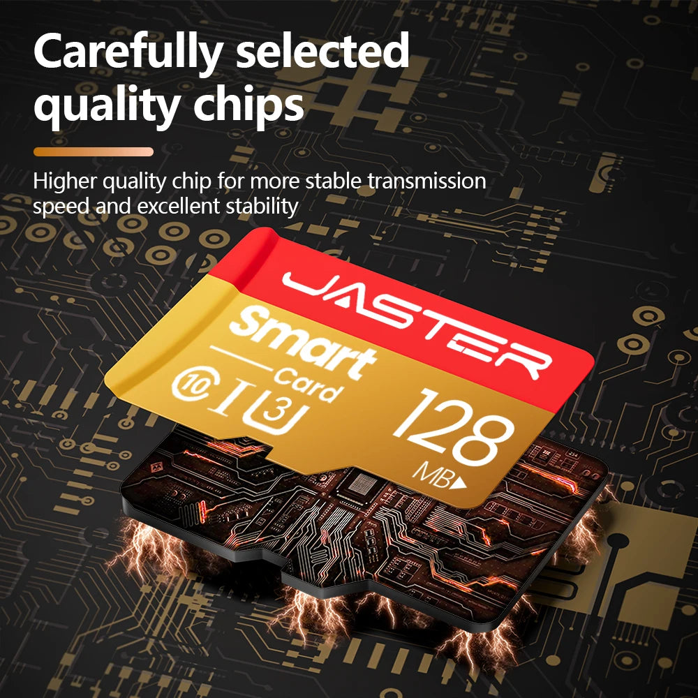 JASTER Gold TF SD Card 64MB–512MB Class 10 U3 V30 A1 Flash Memory Card PRIMED