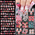 12-Grid 3D Nail Charms – Crystal Rabbit, Bow & Fruit Set Nail Art Charms PRIMED A2