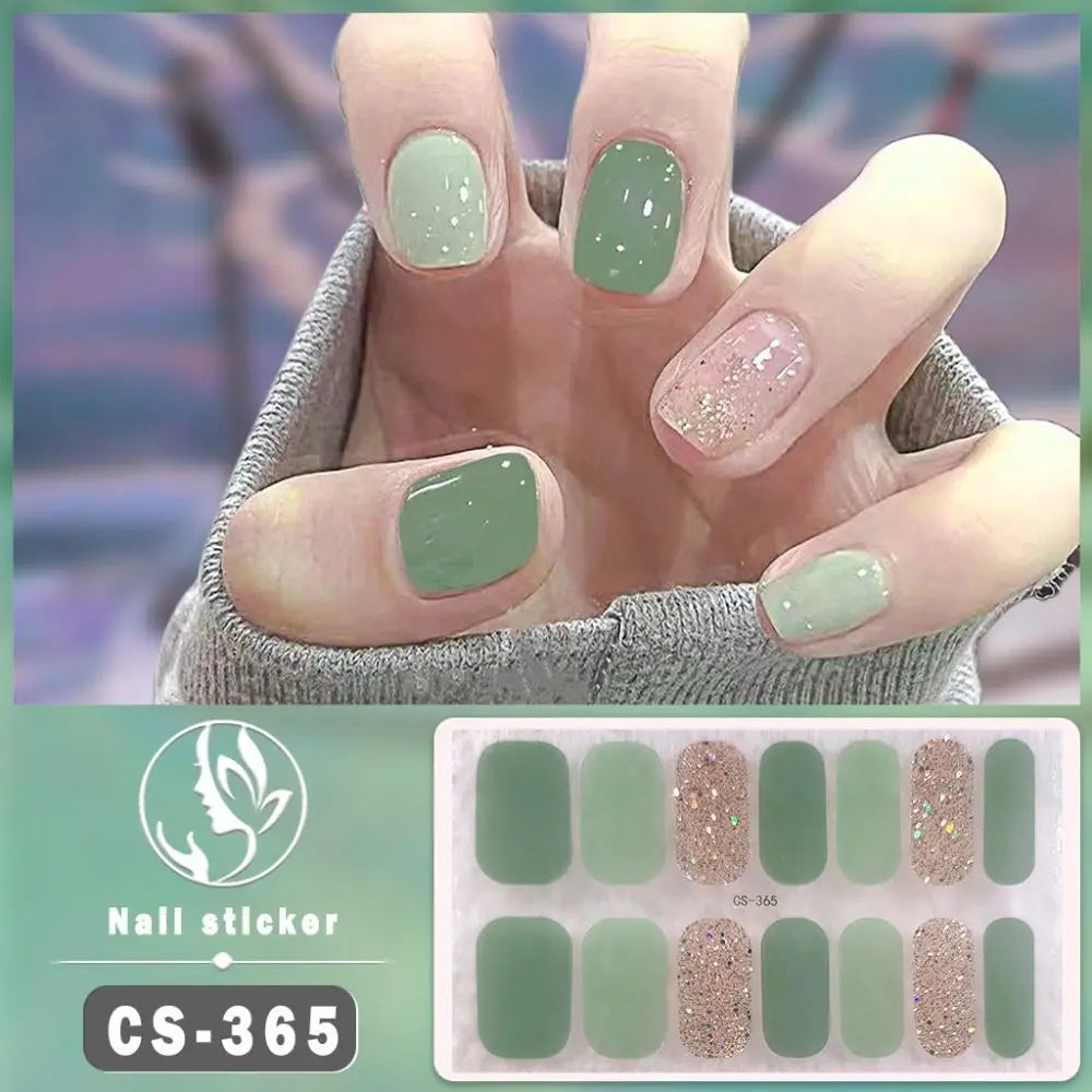 Waterproof Foil Gel Nail Stickers – 14 Tips Full Nail Wraps