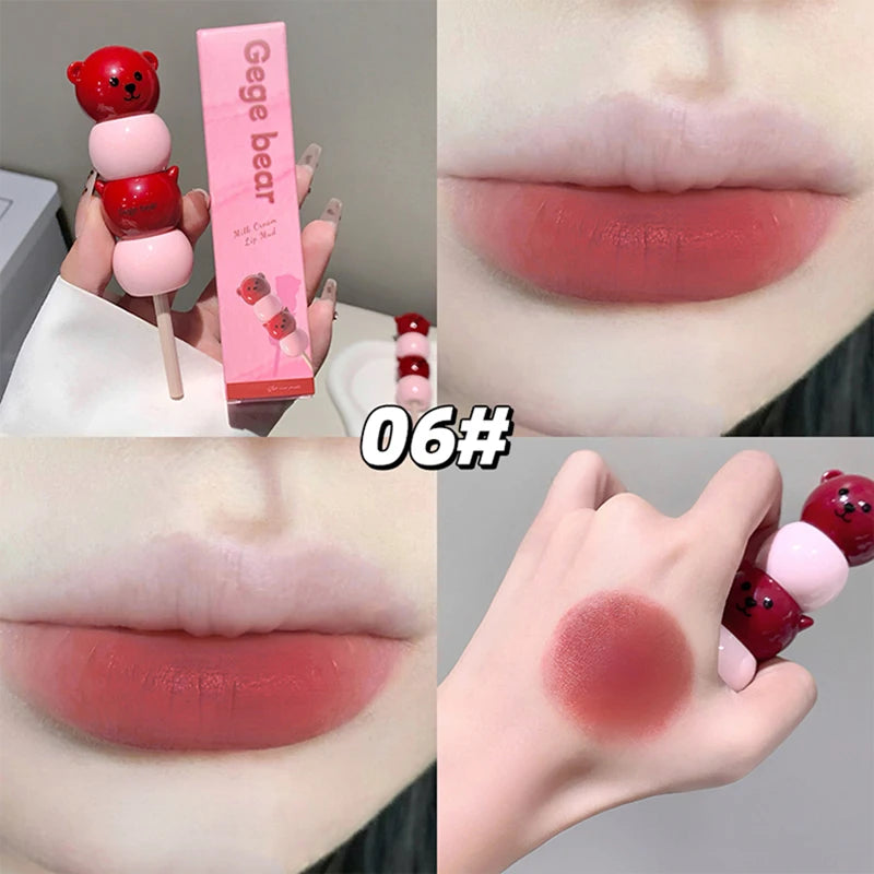 Gege Bear Velvet Matte Liquid Lipstick – Peach Pink Lip Mud Liquid Lipstick PRIMED