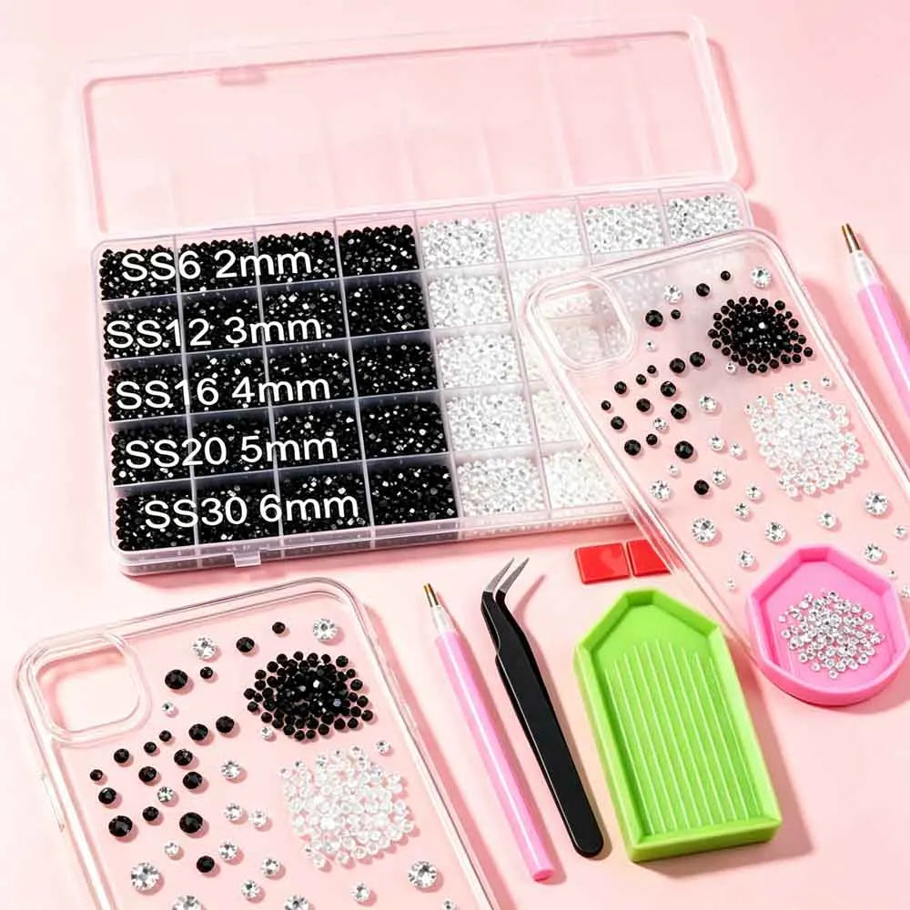 40-Grid Flatback Rhinestone Nail Kit – Gems, Diamonds & Zircon Nail Art Rhinestones PRIMED