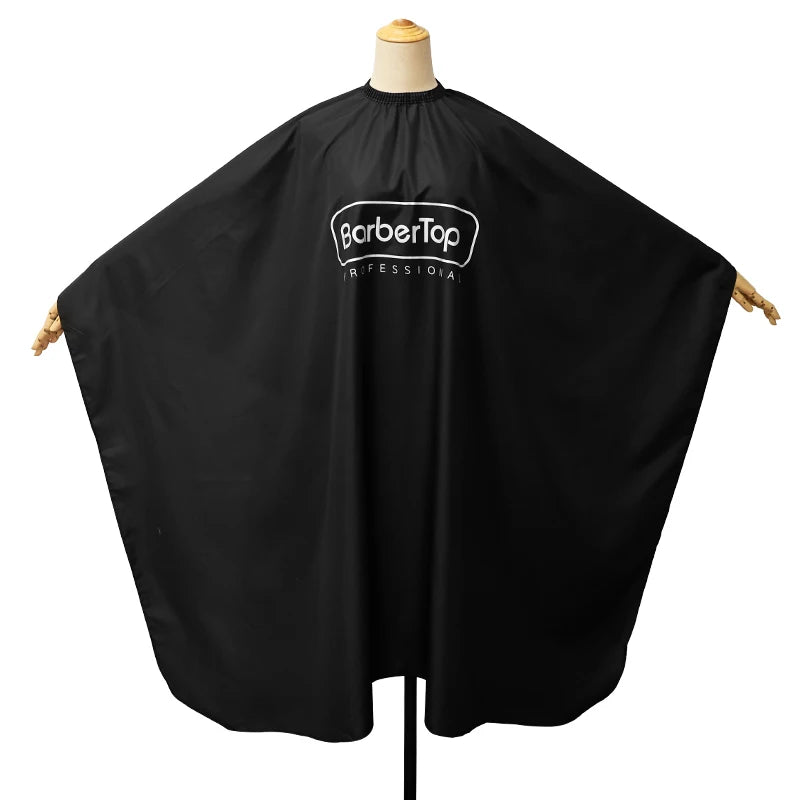 Waterproof Anti-Static Barber Cape – Black Salon Haircut Gown