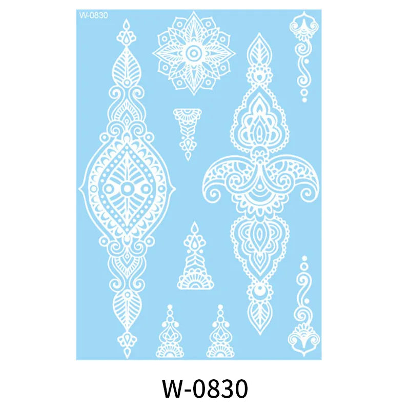 White Henna Flower Temporary Tattoo Sticker – Body Art