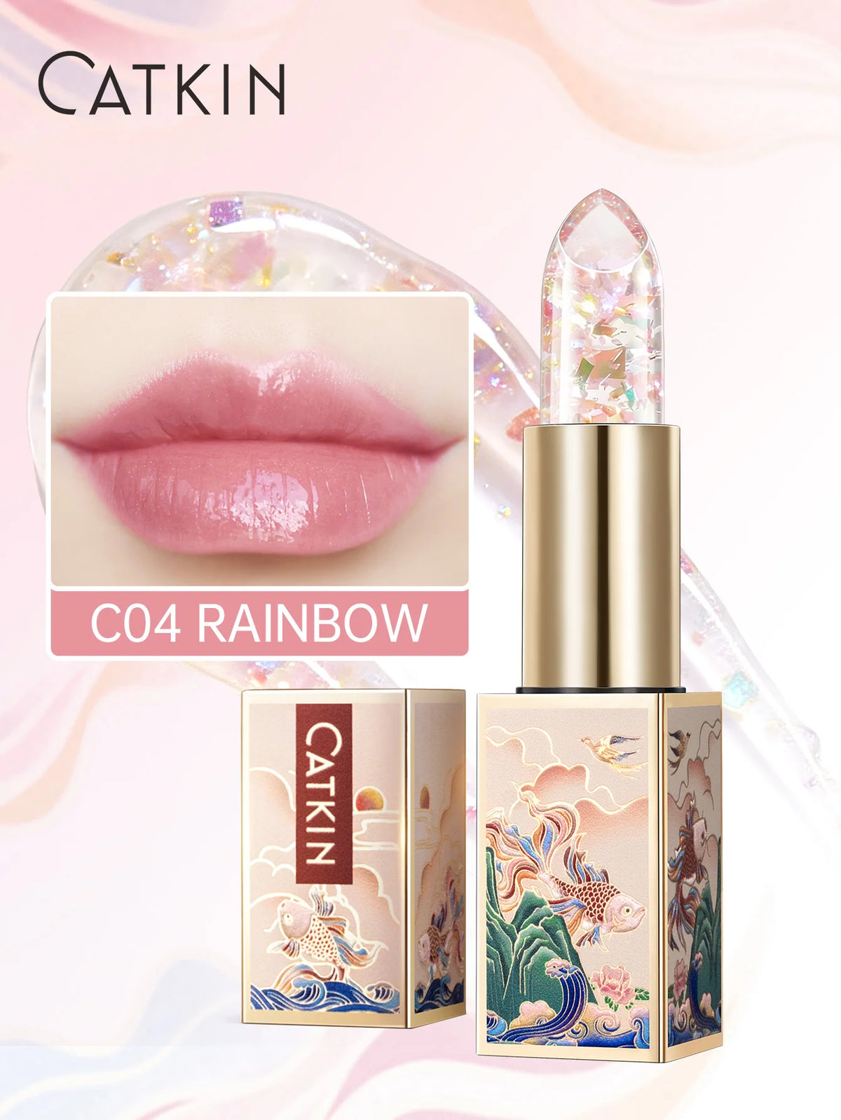 CATKIN Colored Lip Balm – Moisturizing & pH-Activated Glow Colored Lip Balm PRIMED C04 Rainbow