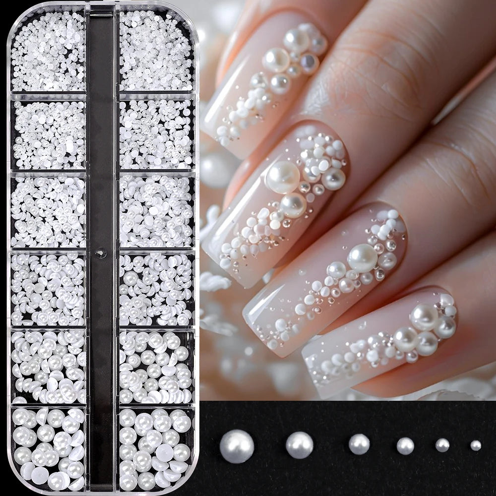 12-Grid 3D Crystal Nail Rhinestones – Mixed Size Gem Set Nail Art Rhinestones PRIMED 07