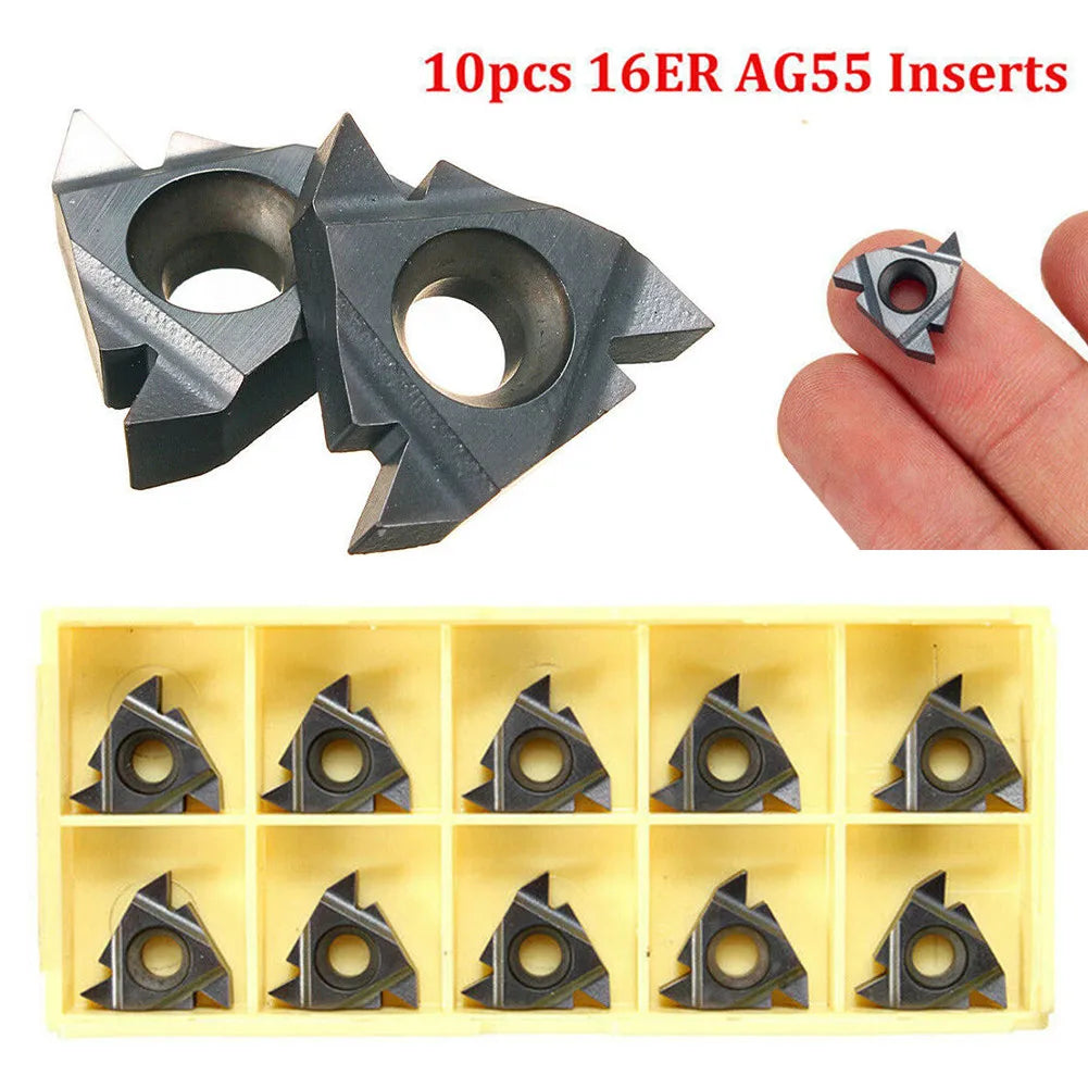10Pcs 16ER AG55 CNC Carbide Lathe Threading Inserts – 6mm