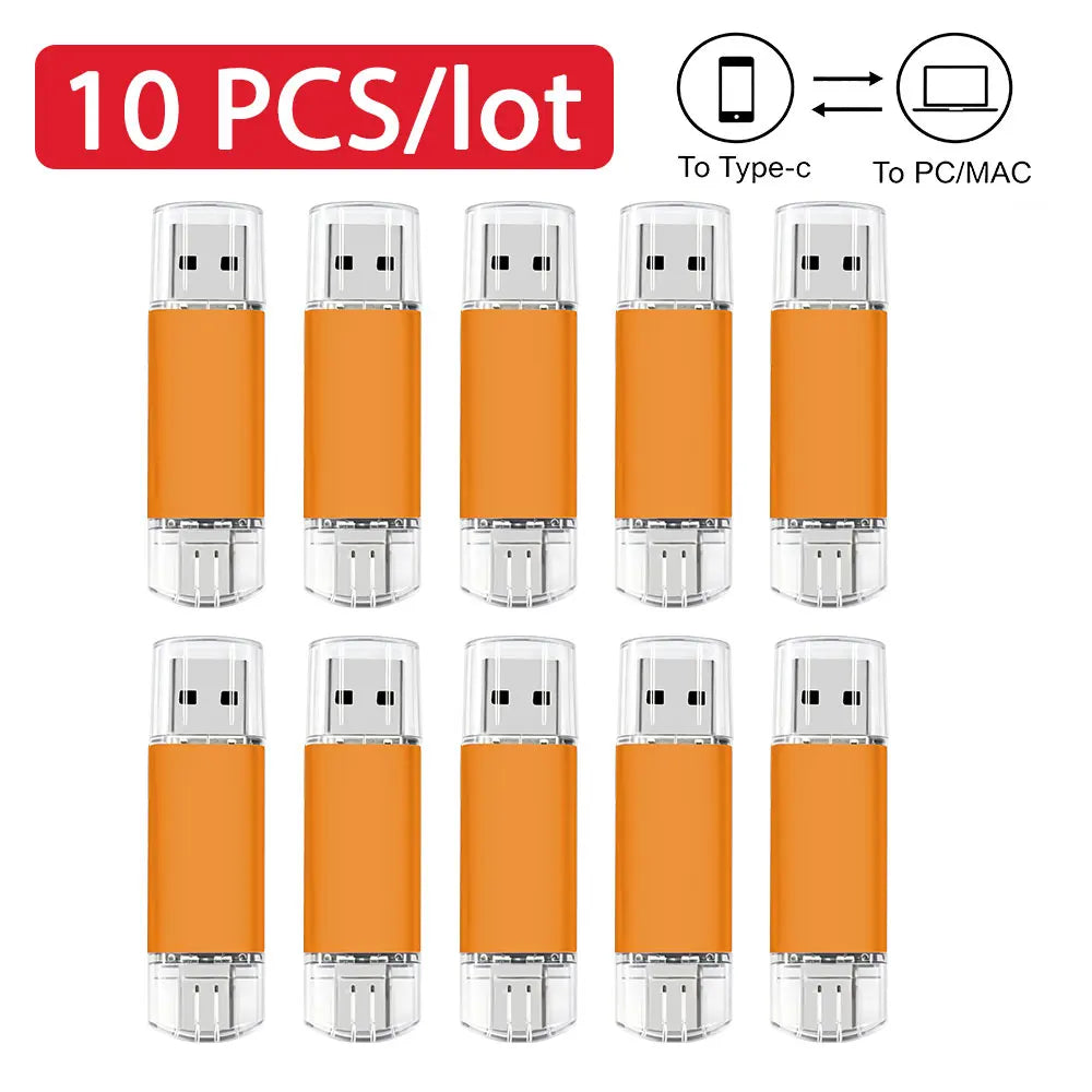 Type-C USB Flash Drive Bulk 10/50 Pcs | Free Custom Logo USB Flash Drive PRIMED 128M Yellow 10pcs