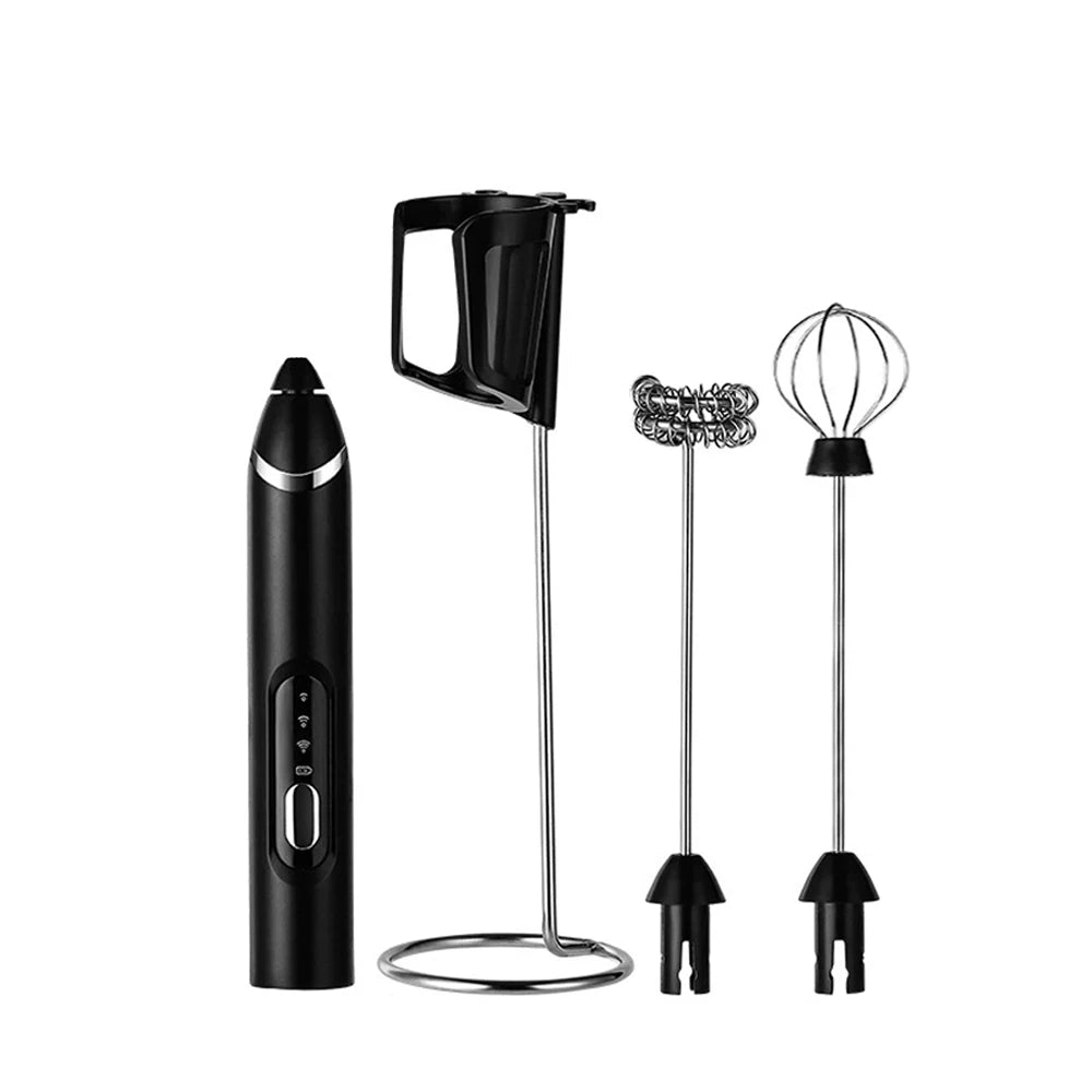 USB Rechargeable Handheld Milk Frother – 3-Speed Foam Maker