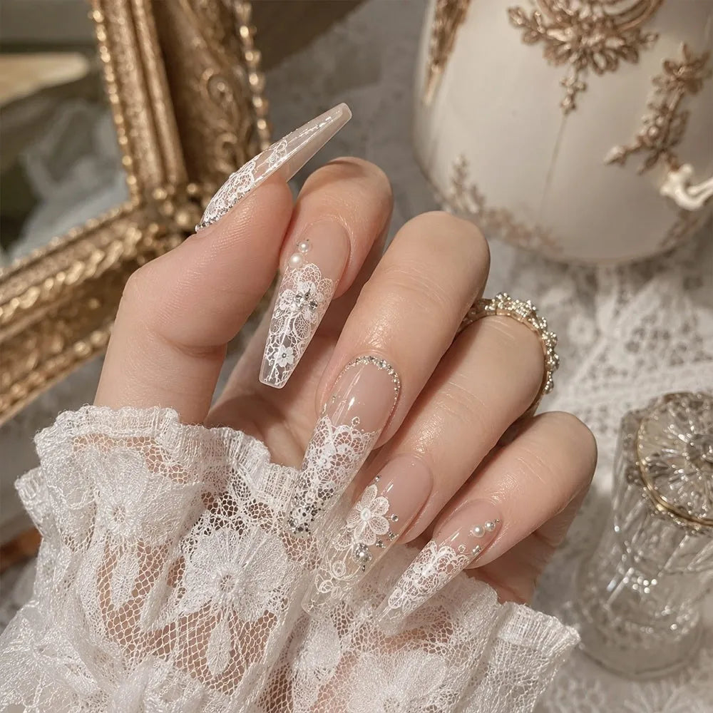 Lace Holographic Nail Foils – Black & White Sequin Stickers