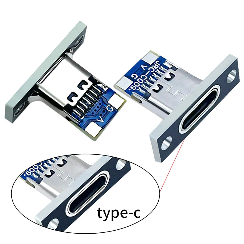 USB 3.1 Type-C Female Connector Socket with Fixing Plate 5pcs