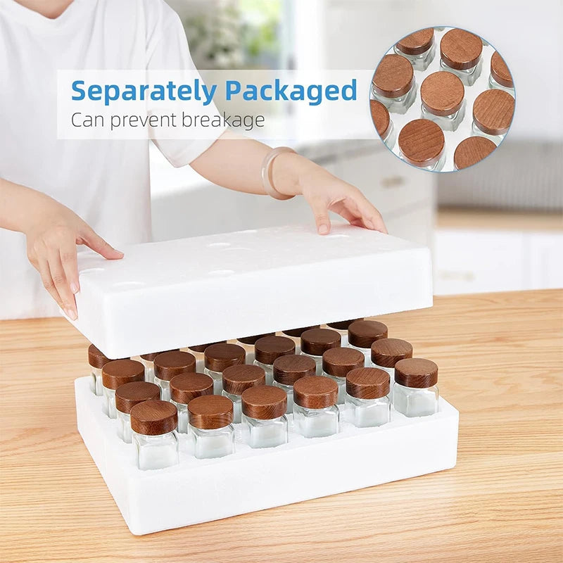 12-Piece 4oz Glass Spice Jars with Labels – Square Set Glass Spice Jar Set PRIMED