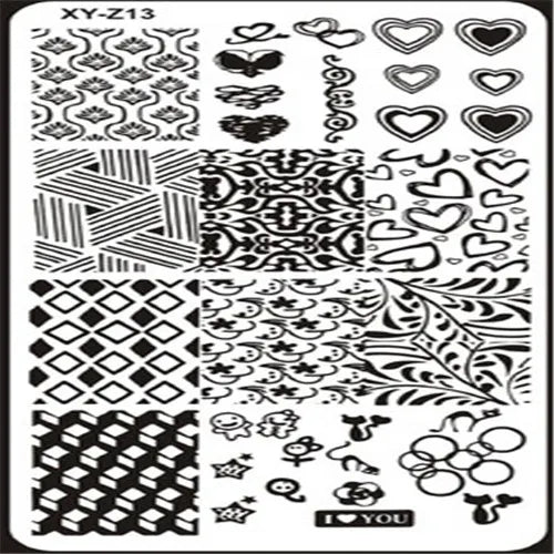 MAFANAILS Nail Art Stamping Plate – Multi-Design Stencil XY-Z Nail Stamping Plate PRIMED 13