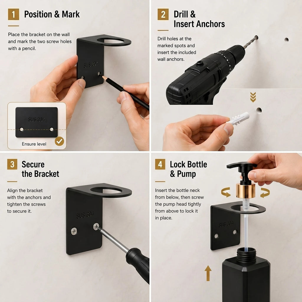 3-Pack 500ml Wall Mounted Shower Dispenser Set | Refillable Shower Dispenser Set PRIMED