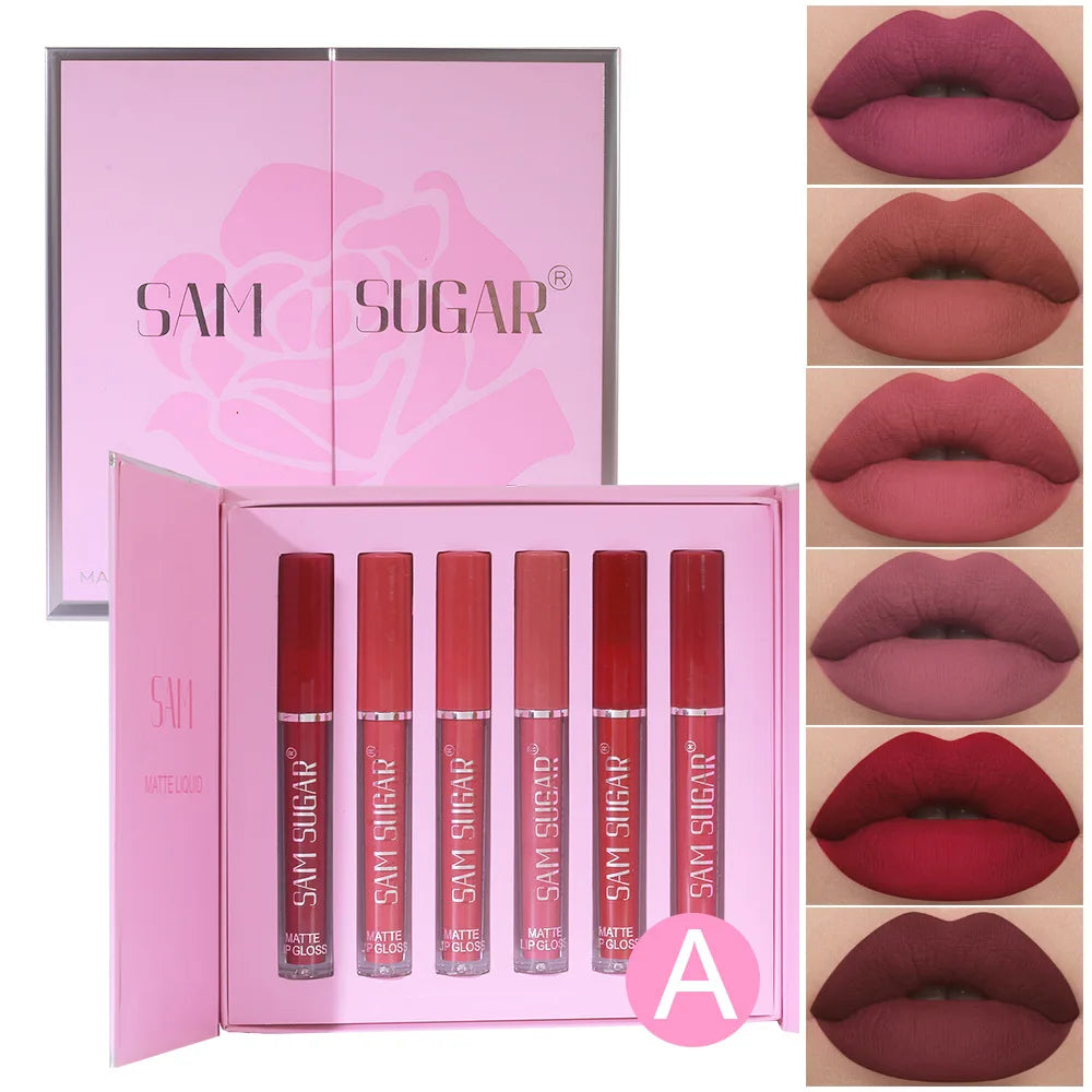 SAM SUGAR Matte Liquid Lipstick 6Pcs Set – Waterproof Velvet