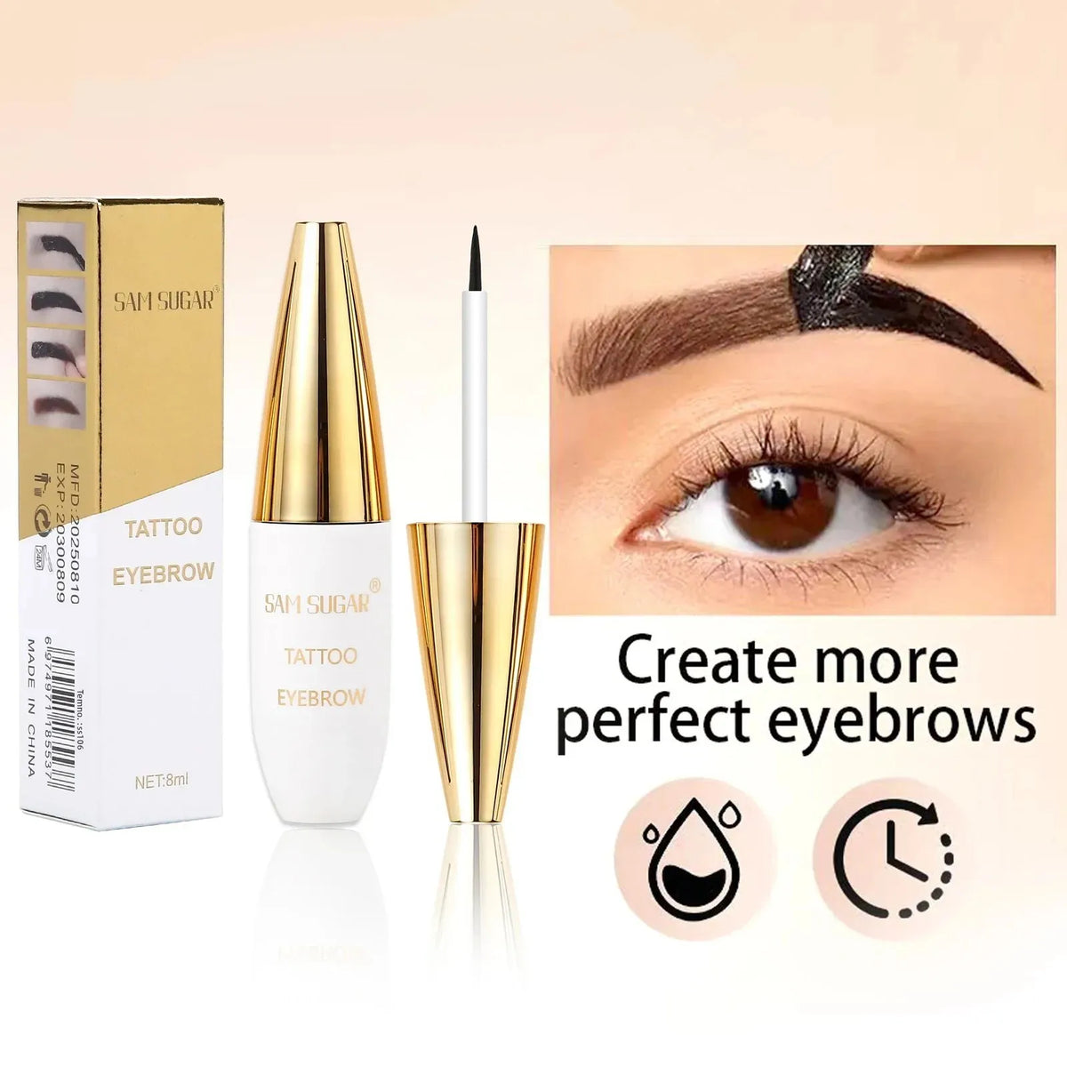 SAM SUGAR Peel-Off Brow Tattoo Cream | Waterproof Long-Lasting Eyebrow Tint Cream PRIMED