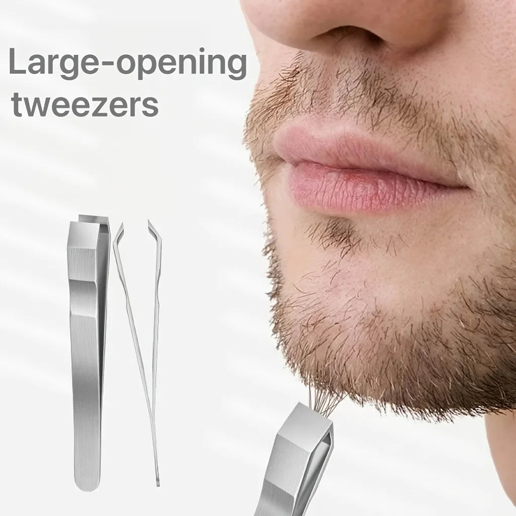 Wide Flat Mouth Stainless Steel Eyebrow & Beard Tweezers
