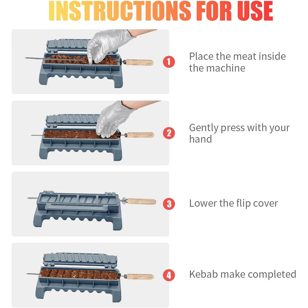 LMETJMA Large Kebab Maker Press – Manual BBQ Skewer Mold Kebab Maker Press PRIMED
