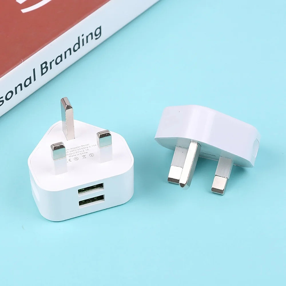 UK 3-Pin USB Wall Charger 1/2 Ports 5V 2.1A | iPhone Samsung USB Wall Charger PRIMED