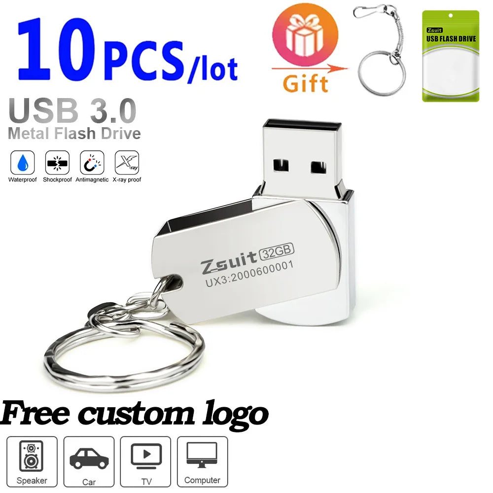 Z-Suit Metal Rotating USB 3.0 Flash Drive 16–128GB Pen Drive
