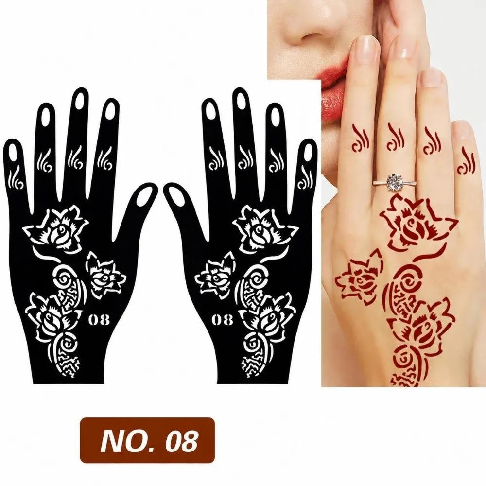 Reusable Self-Adhesive Henna Stencils – Floral Body Art