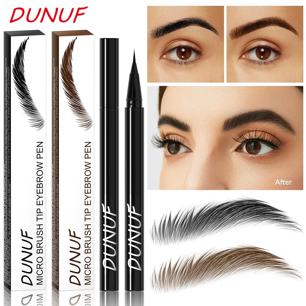 DUNUF Ultra-Fine Liquid Eyebrow Pen | Waterproof Black & Brown Liquid Eyebrow Pen PRIMED