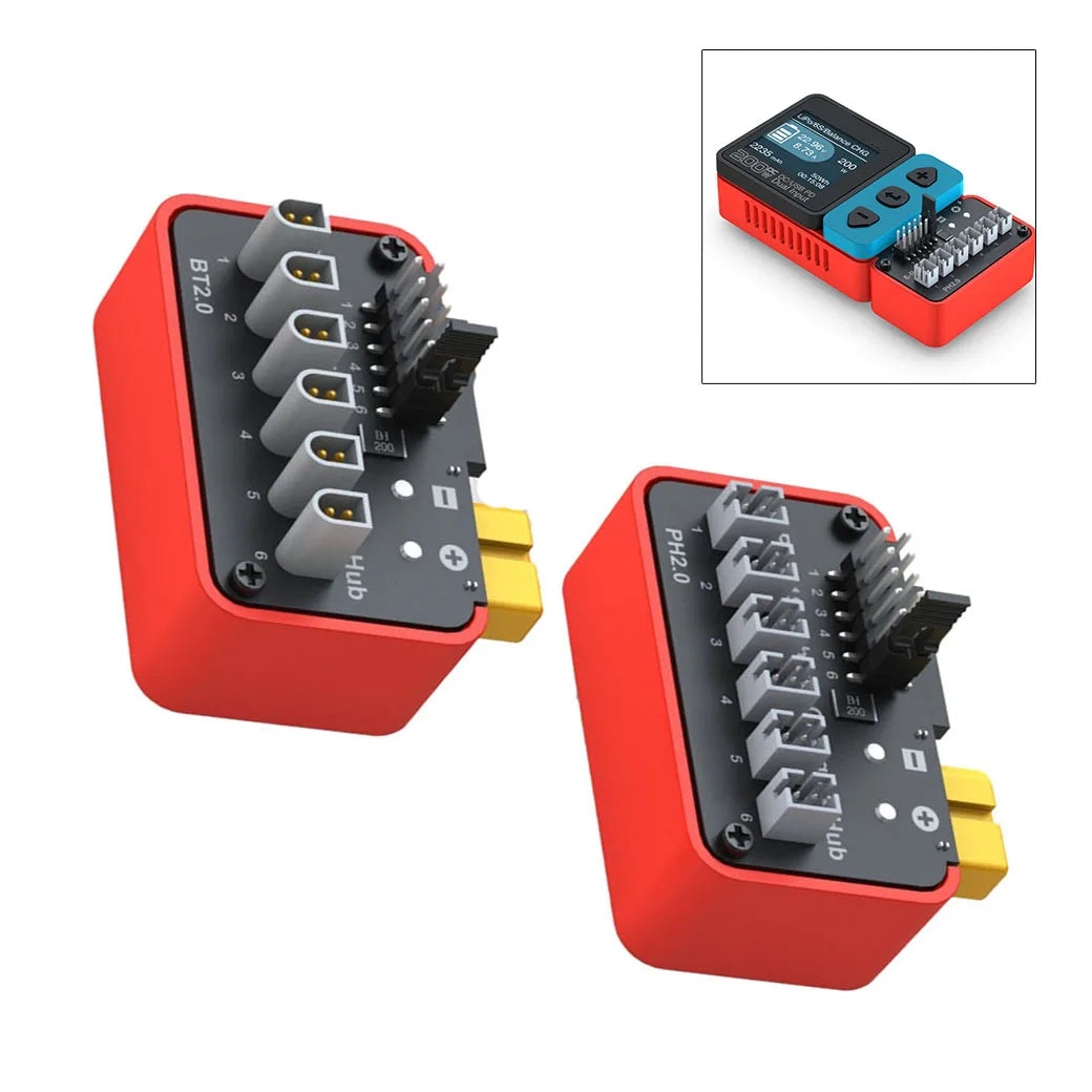 HpLive B6neo 6-Port 1S LiPo Charging Hub PH2.0/BT2.0 Battery Charging Hub PRIMED