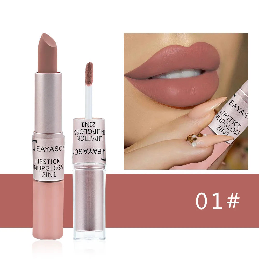 TEAYASON 2-in-1 Matte Lipstick & Lipgloss – Waterproof