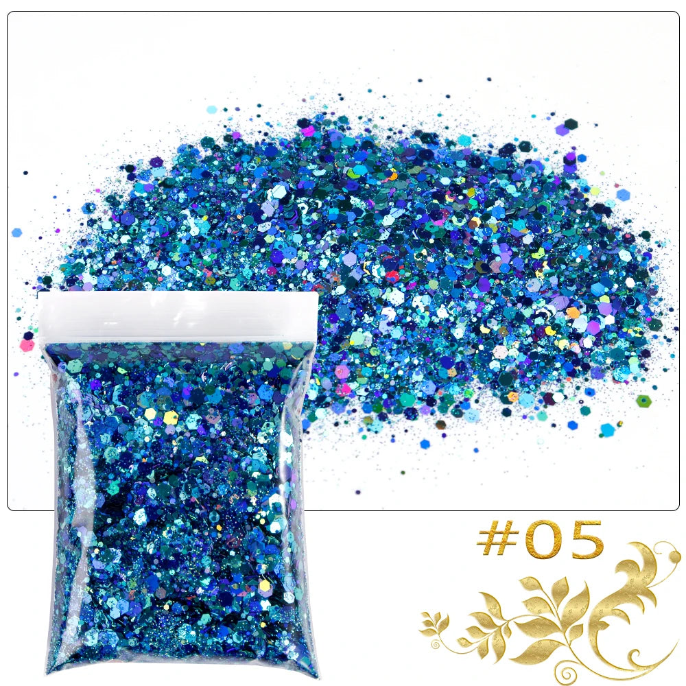 Luminous Nail Glitter Sequins 50g – 12 Colors Holographic Flakes