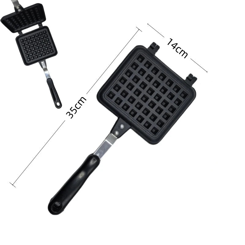 LMETJMA Cast Aluminum Stovetop Belgian Waffle Maker Non-Stick Stovetop Waffle Maker PRIMED A