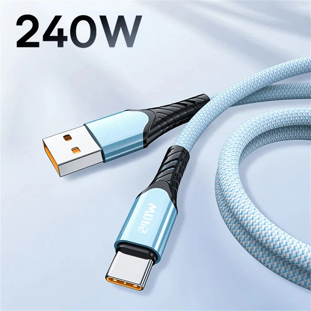 USB-C to USB-C PD Fast Charging Cable QC4.0 6A Braided Cord USB-C Charging Cable PRIMED A-C Blue 1.5m
