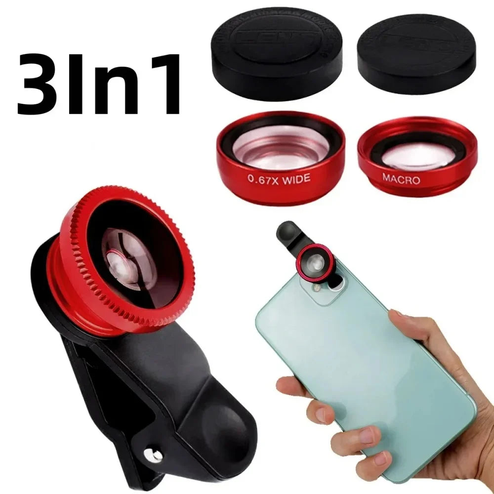 3-in-1 Phone Camera Lens Kit – Fisheye, Wide Angle & Macro Phone Camera Lens PRIMED